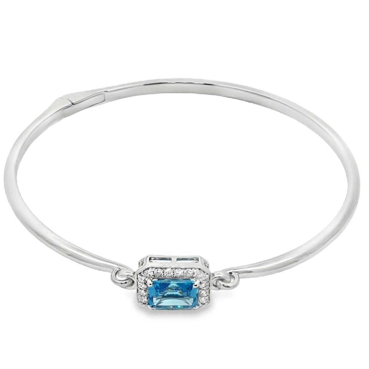 Jai's 14K White Gold Octagon-cut Blue Topaz & Diamond Bangle