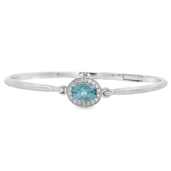 Jai's 14K White Gold Oval-cut Aquamarine & Diamond Bangle
