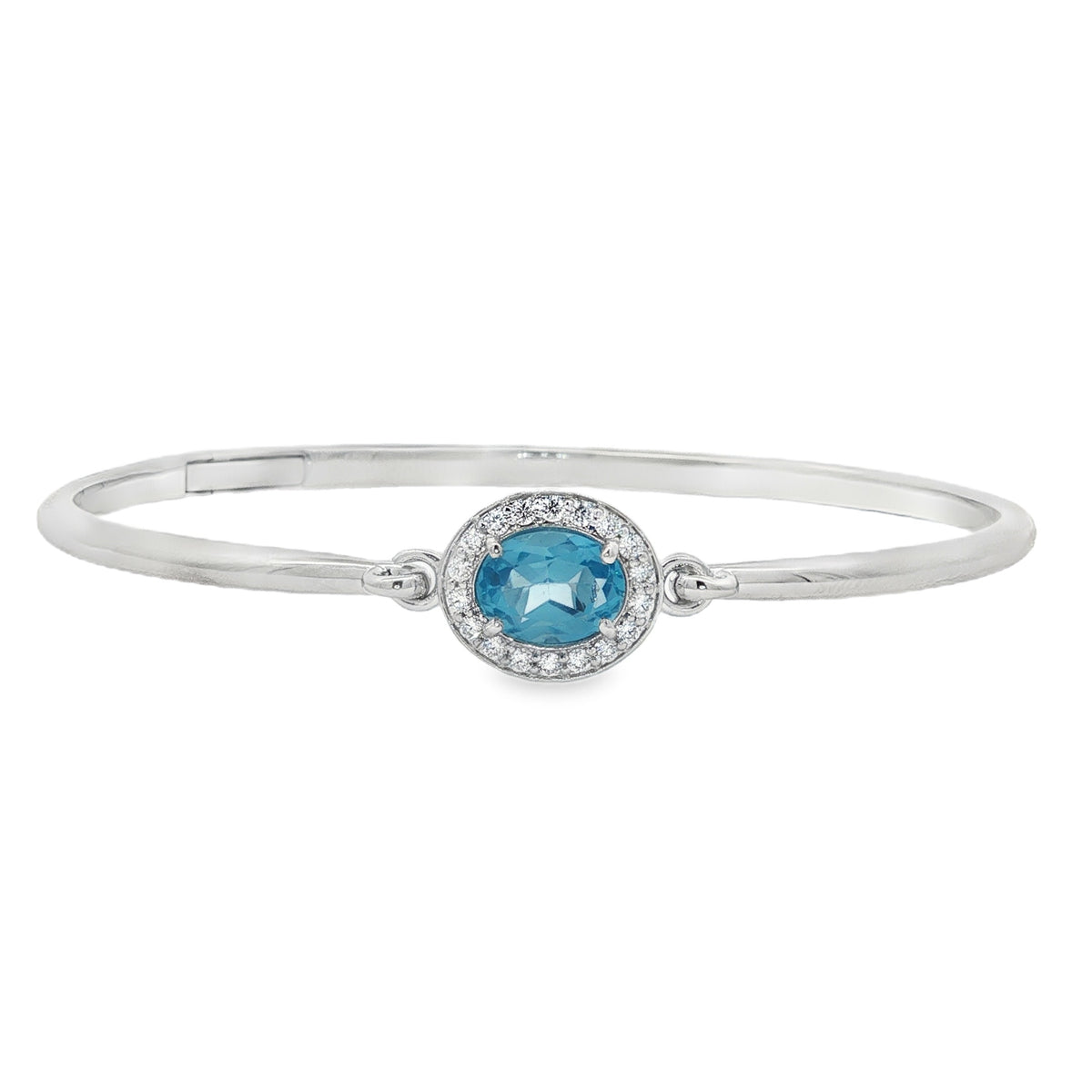 Jai's 14K White Gold Oval-cut Blue Topaz & Diamond Bangle