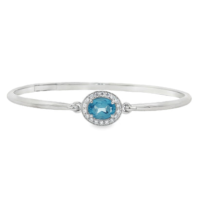 Jai's 14K White Gold Oval-cut Blue Topaz & Diamond Bangle