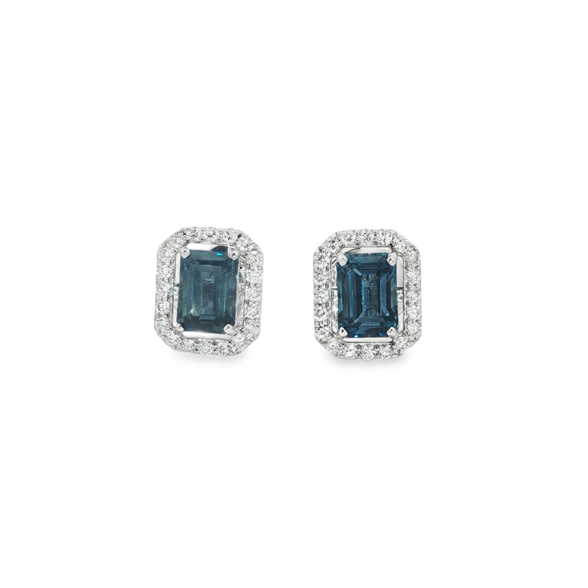 Jai's 14K White Gold Octagon-cut Blue Topaz & Diamond Studs