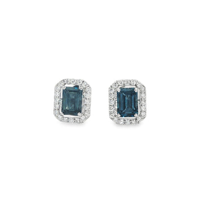 Jai's 14K White Gold Octagon-cut Blue Topaz & Diamond Studs