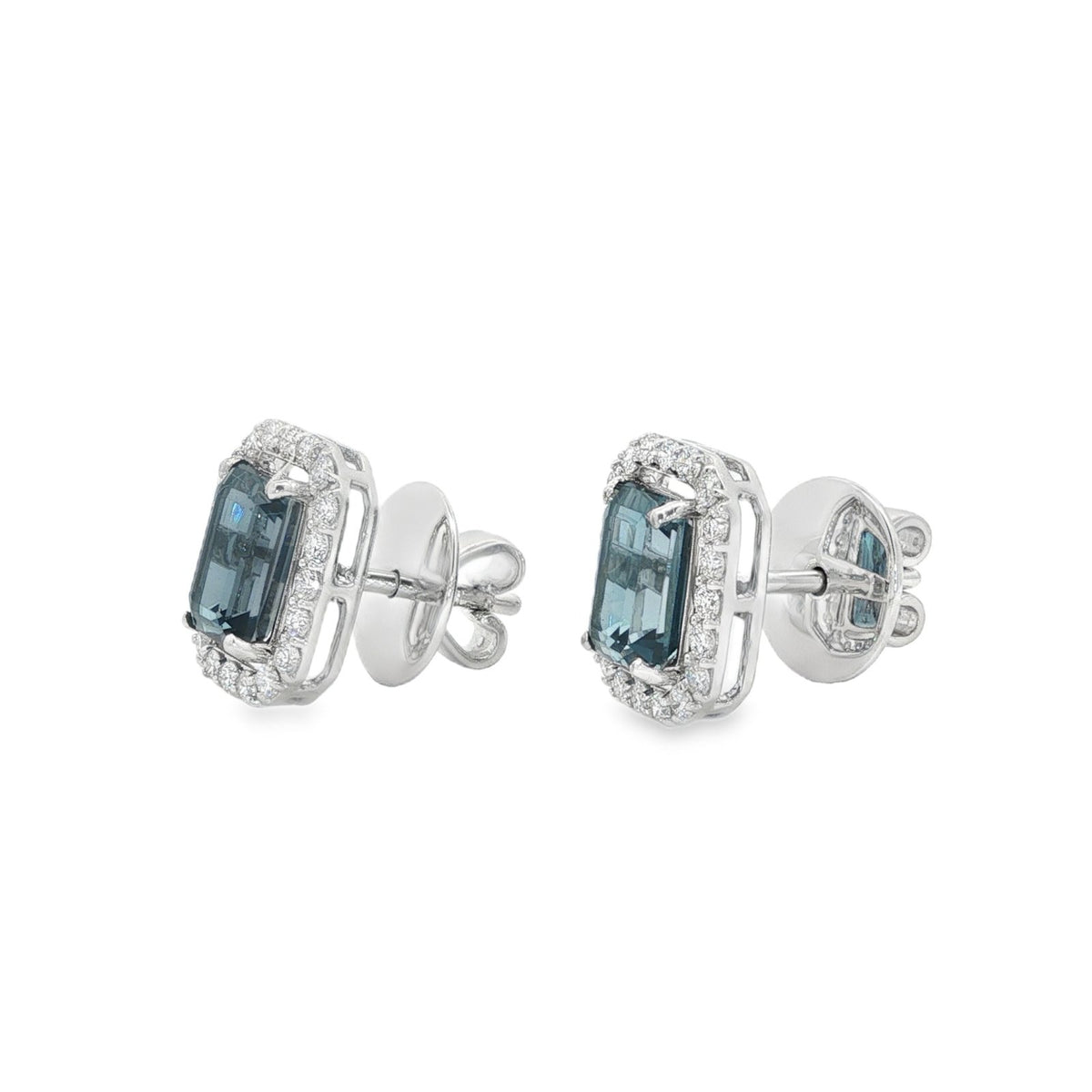 Jai's 14K White Gold Octagon-cut Blue Topaz & Diamond Studs