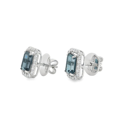 Jai's 14K White Gold Octagon-cut Blue Topaz & Diamond Studs