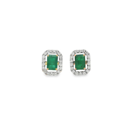 Jai's 14K Yellow Gold Octagon-cut Emerald & Diamond Studs
