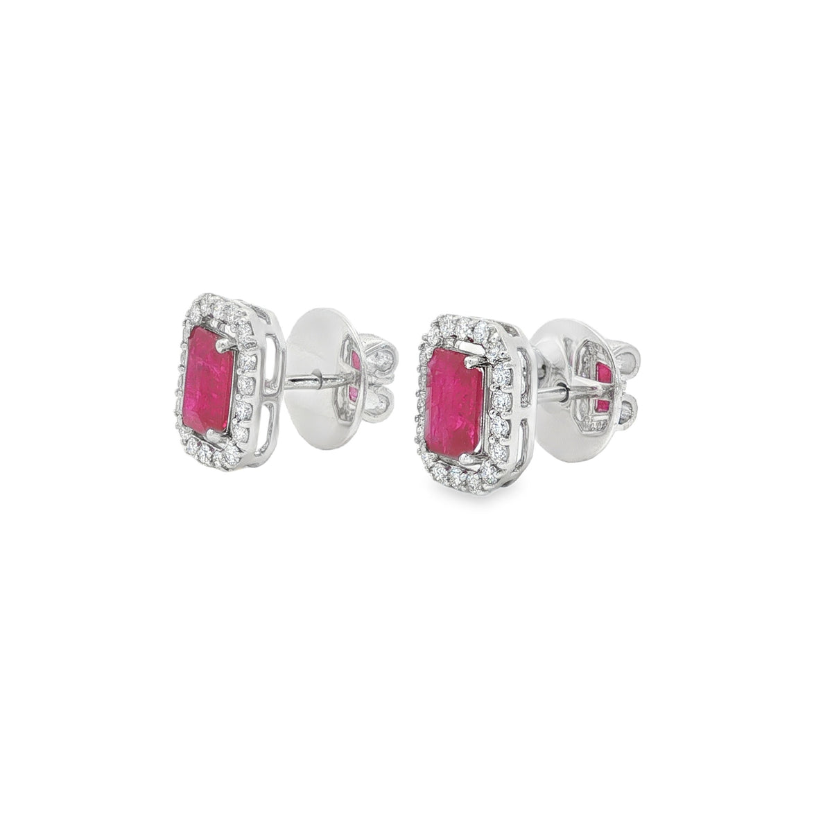 Jai's 14K White Gold Octagon-cut Ruby & Diamond Studs