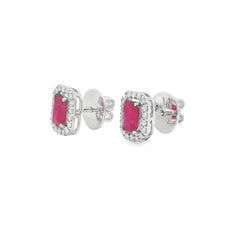 Jai's 14K White Gold Octagon-cut Ruby & Diamond Studs
