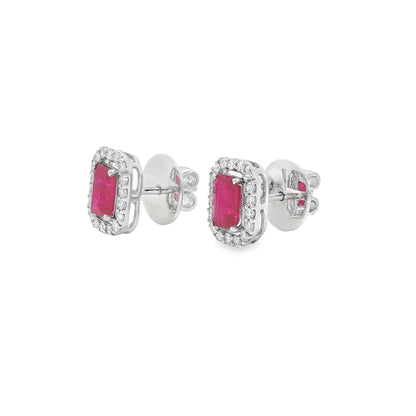 Jai's 14K White Gold Octagon-cut Ruby & Diamond Studs