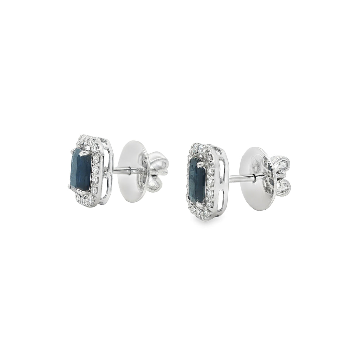 Jai's 14K White Gold Octagon-cut Sapphire & Diamond Studs