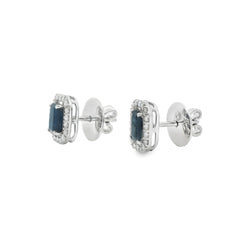 Jai's 14K White Gold Octagon-cut Sapphire & Diamond Studs