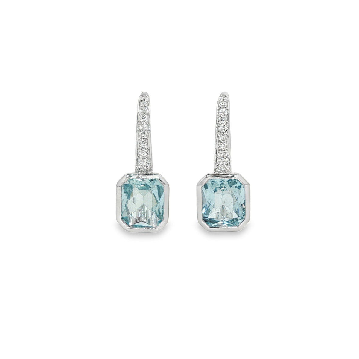 Jai's 14K White Gold Octagon-cut Aquamarine & Diamond Drop Earrings