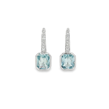 Jai's 14K White Gold Octagon-cut Aquamarine & Diamond Drop Earrings