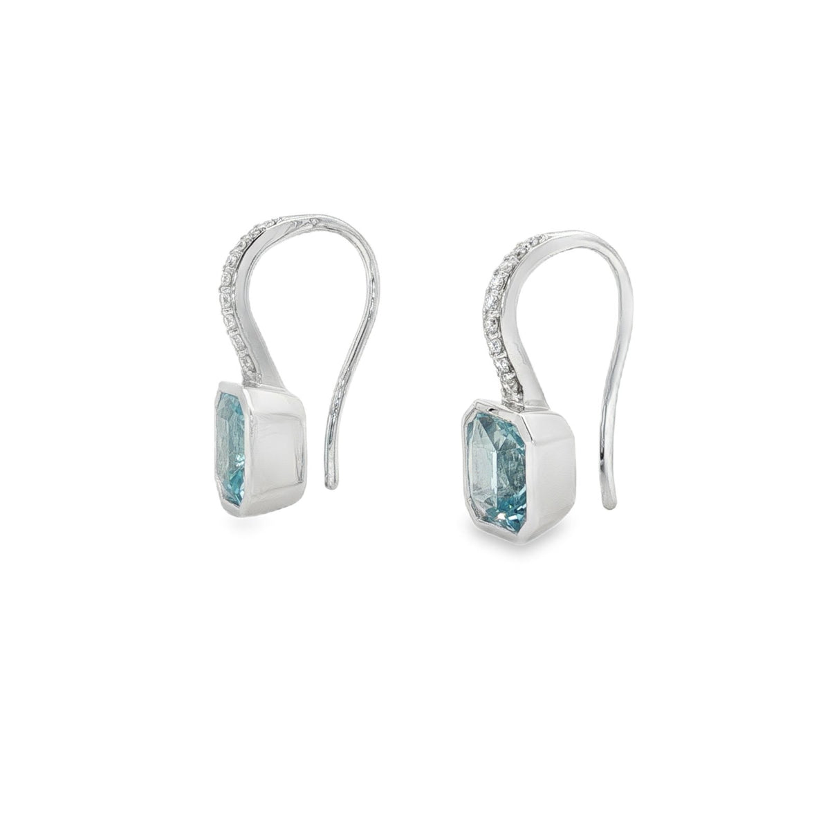 Jai's 14K White Gold Octagon-cut Aquamarine & Diamond Drop Earrings