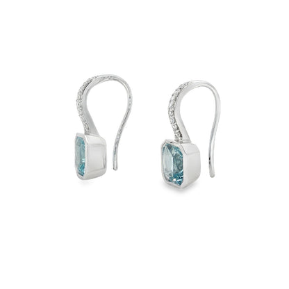 Jai's 14K White Gold Octagon-cut Aquamarine & Diamond Drop Earrings