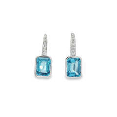 Jai's 14K White Gold Octagon-cut Blue Topaz & Diamond Drop Earrings