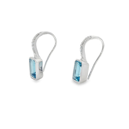 Jai's 14K White Gold Octagon-cut Blue Topaz & Diamond Drop Earrings