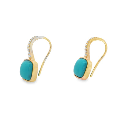 Jai's 14K Yellow Gold Turquoise & Diamond Drop Earrings
