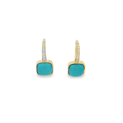 Jai's 14K Yellow Gold Turquoise & Diamond Drop Earrings