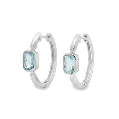 Jai's 14K White Gold Octagon-cut Aquamarine Hoops