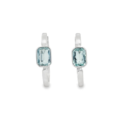 Jai's 14K White Gold Octagon-cut Aquamarine Hoops