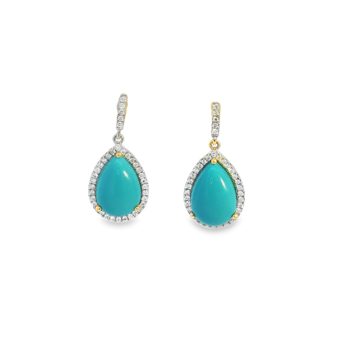 Jai's 14K Yellow Gold Pear-shaped Turquoise & Diamond Drop Earrings