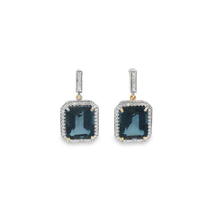 Jai's 14K Yellow Gold Octagon-cut Blue Topaz & Diamond Drop Earrings