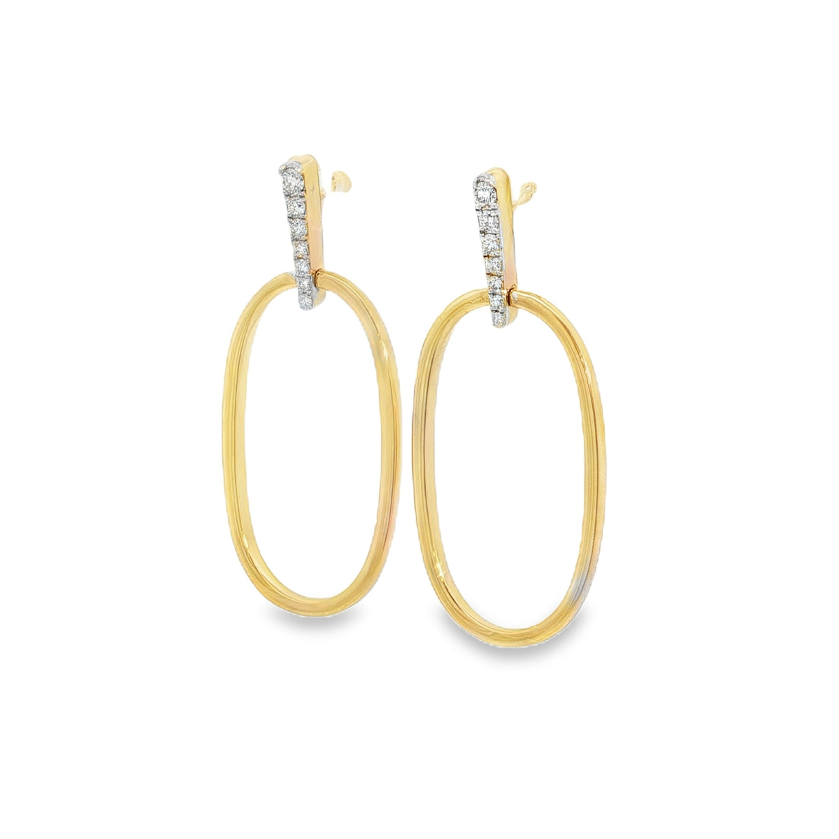 Jai's 14K Yellow Gold Diamond Oval Drop Earrings