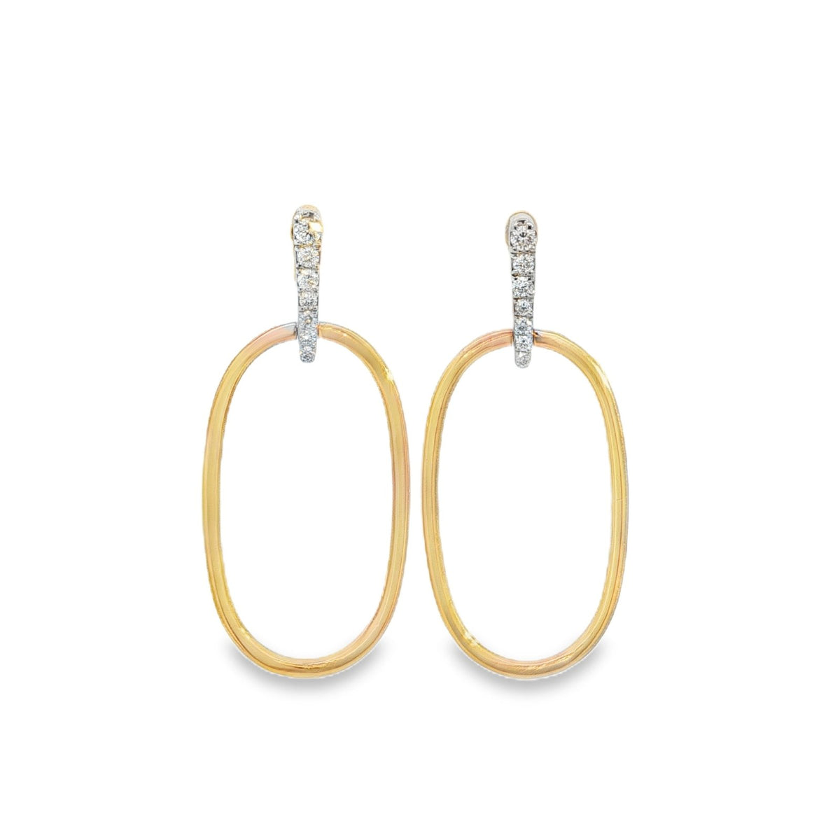 Jai's 14K Yellow Gold Diamond Oval Drop Earrings