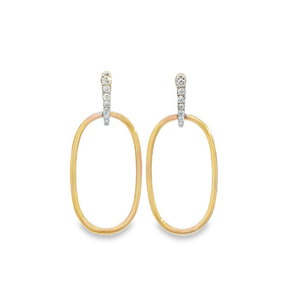 Jai's 14K Yellow Gold Diamond Oval Drop Earrings