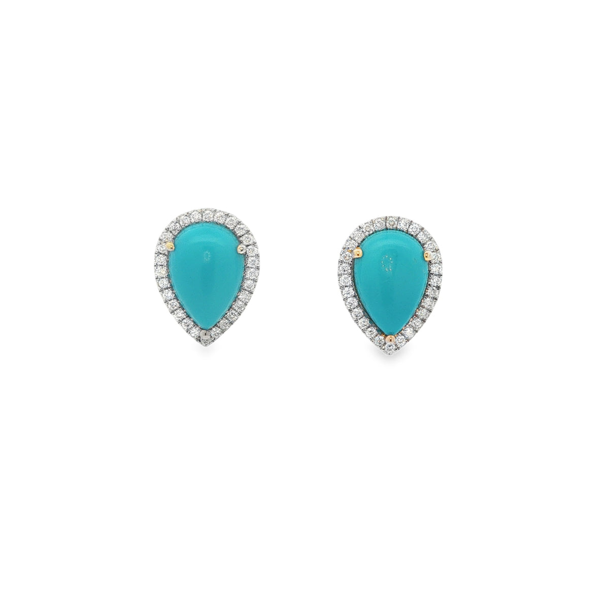 Jai's 14K Yellow Gold Pear-shaped Turquoise & Diamond Studs