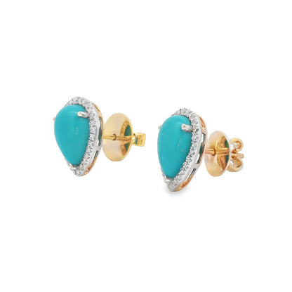 Jai's 14K Yellow Gold Pear-shaped Turquoise & Diamond Studs
