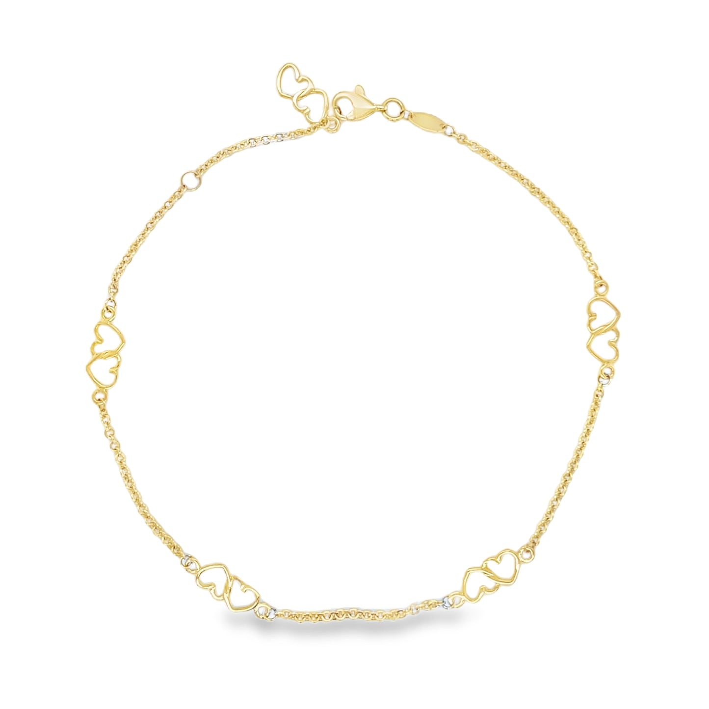 Jai's 14K Yellow Gold Interlocking Hearts Anklet - 10"