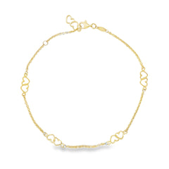 Jai's 14K Yellow Gold Interlocking Hearts Anklet - 10"