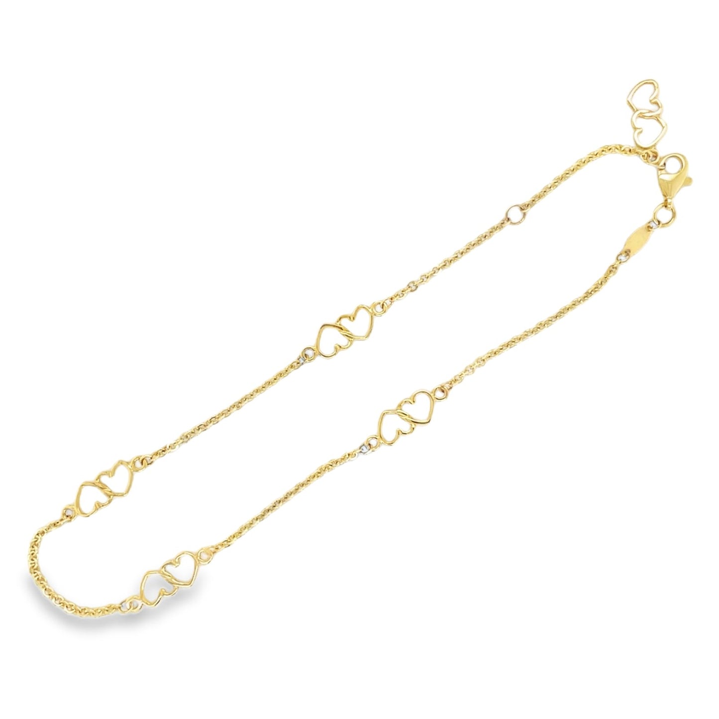 Jai's 14K Yellow Gold Interlocking Hearts Anklet - 10"