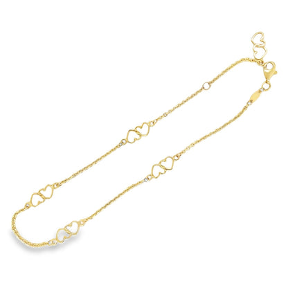 Jai's 14K Yellow Gold Interlocking Hearts Anklet - 10"
