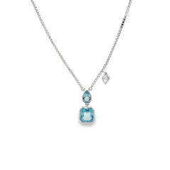 Jai's 14K White Gold Multi-cut Aquamarine & Pear-cut Diamond Necklace