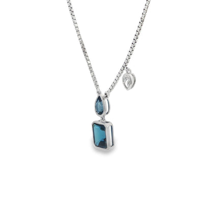 Jai's 14K White Gold Mutli-cut Blue Topaz & Pear-cut Diamond Necklace