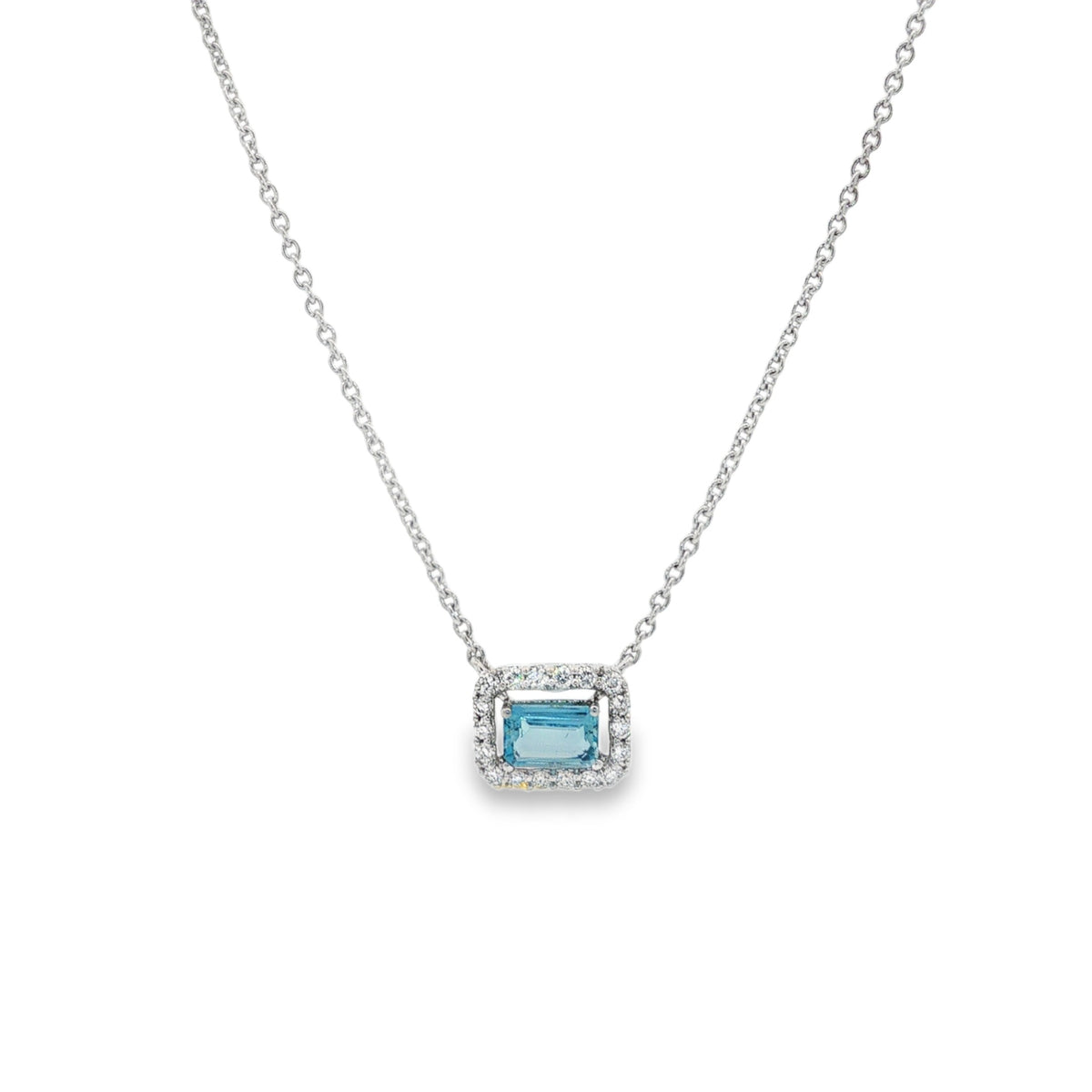 Jai's 14K White Gold Octagon-cut Aquamarine & Diamond Necklace