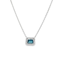 Jai's 14K White Gold Octagon-cut Blue Topaz & Diamond Necklace