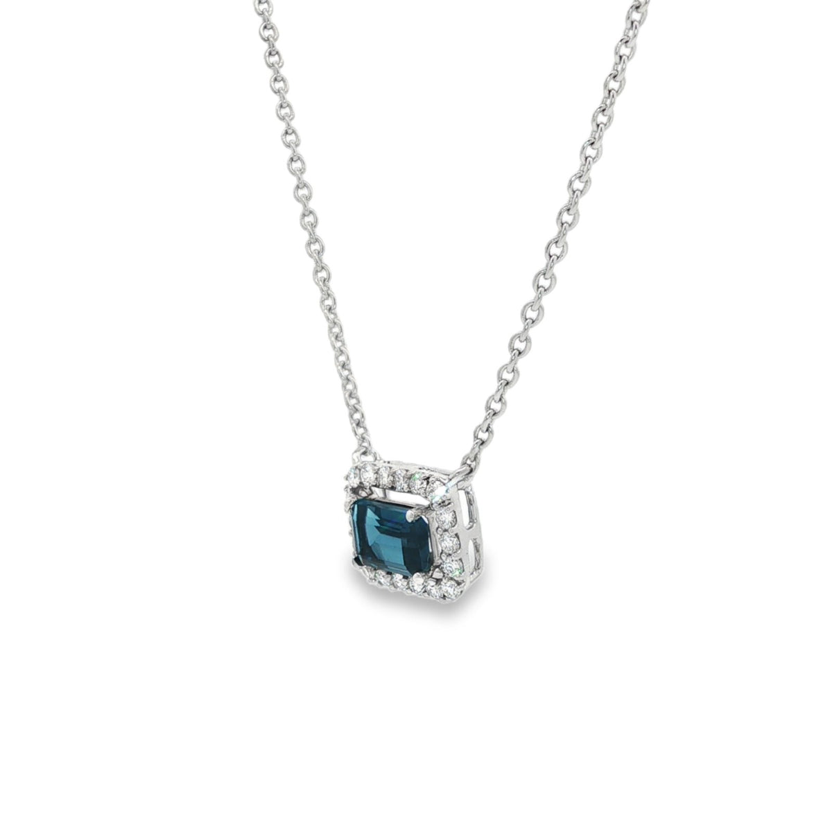 Jai's 14K White Gold Octagon-cut Blue Topaz & Diamond Necklace