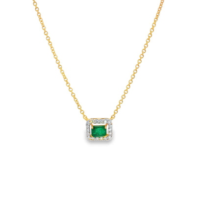 Jai's 14K Yellow Gold Octagon-cut Emerald & Diamond Necklace