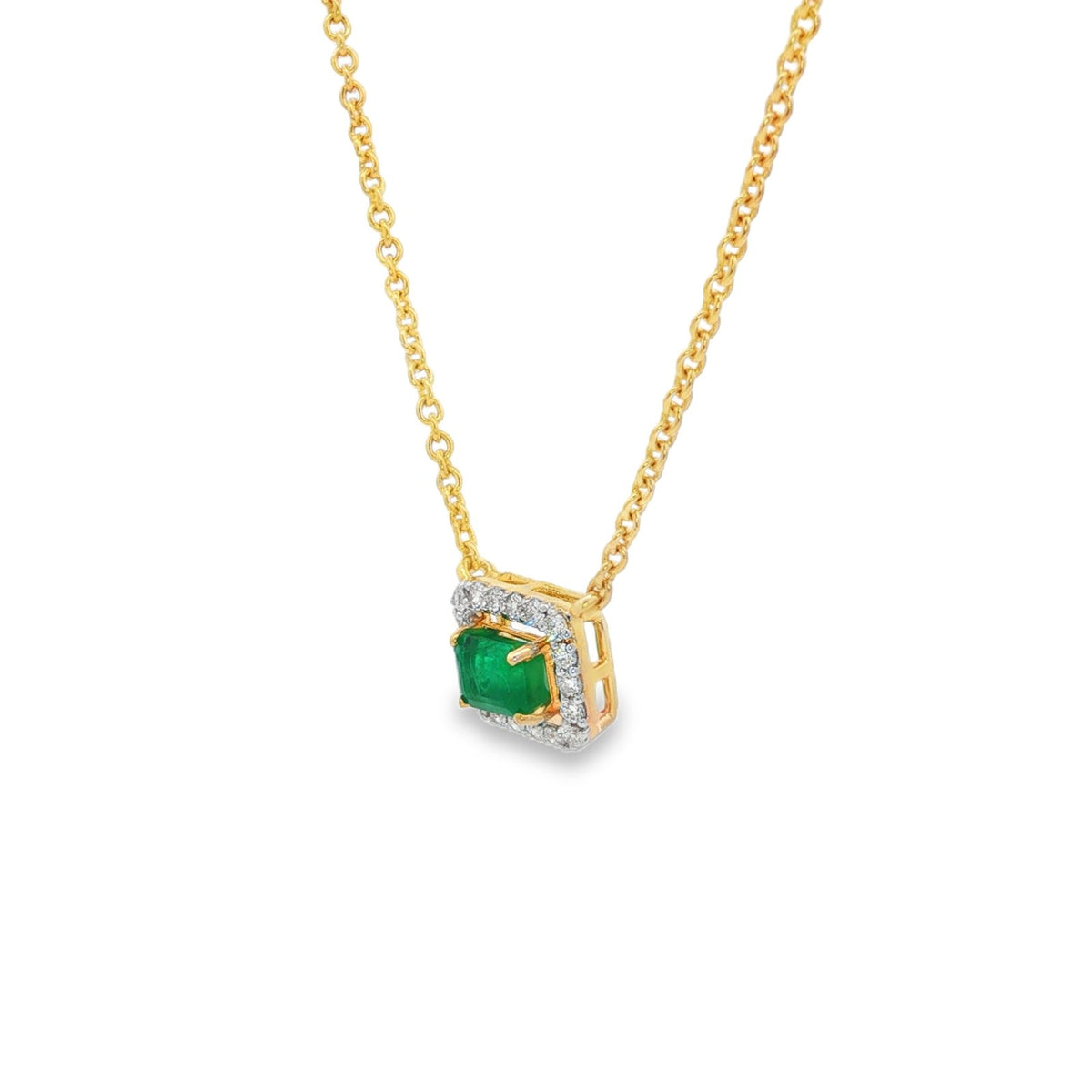 Jai's 14K Yellow Gold Octagon-cut Emerald & Diamond Necklace