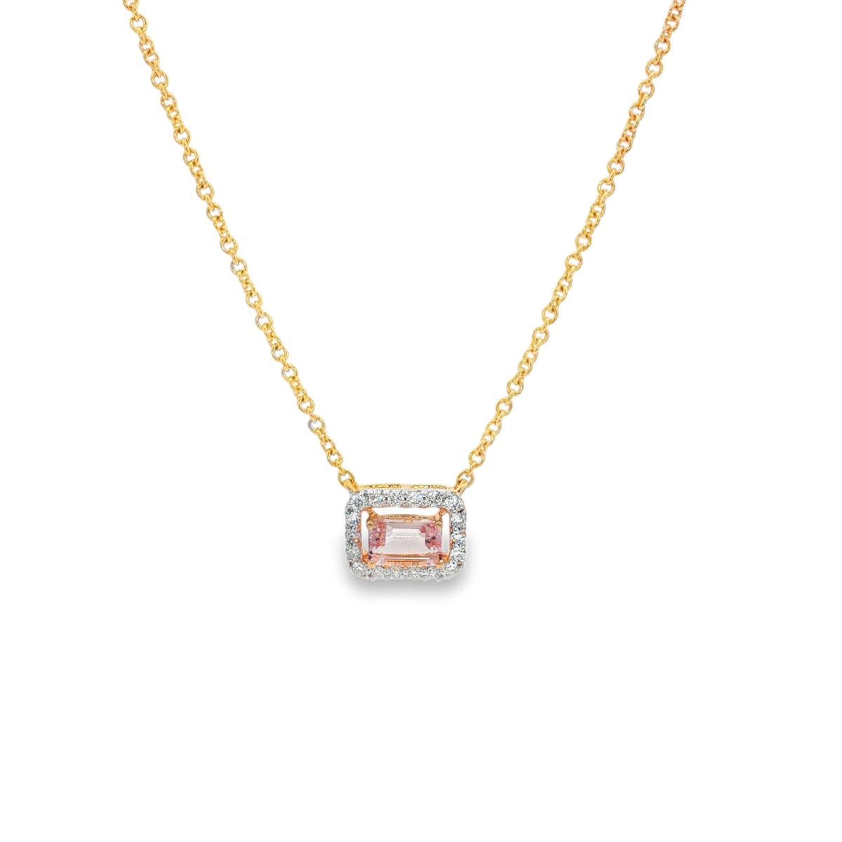 Jai's 14K Yellow Gold Octagon-cut Morganite & Diamond Necklace