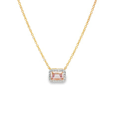 Jai's 14K Yellow Gold Octagon-cut Morganite & Diamond Necklace