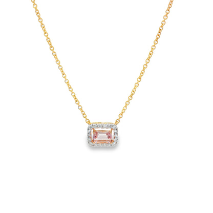 Jai's 14K Yellow Gold Octagon-cut Morganite & Diamond Necklace