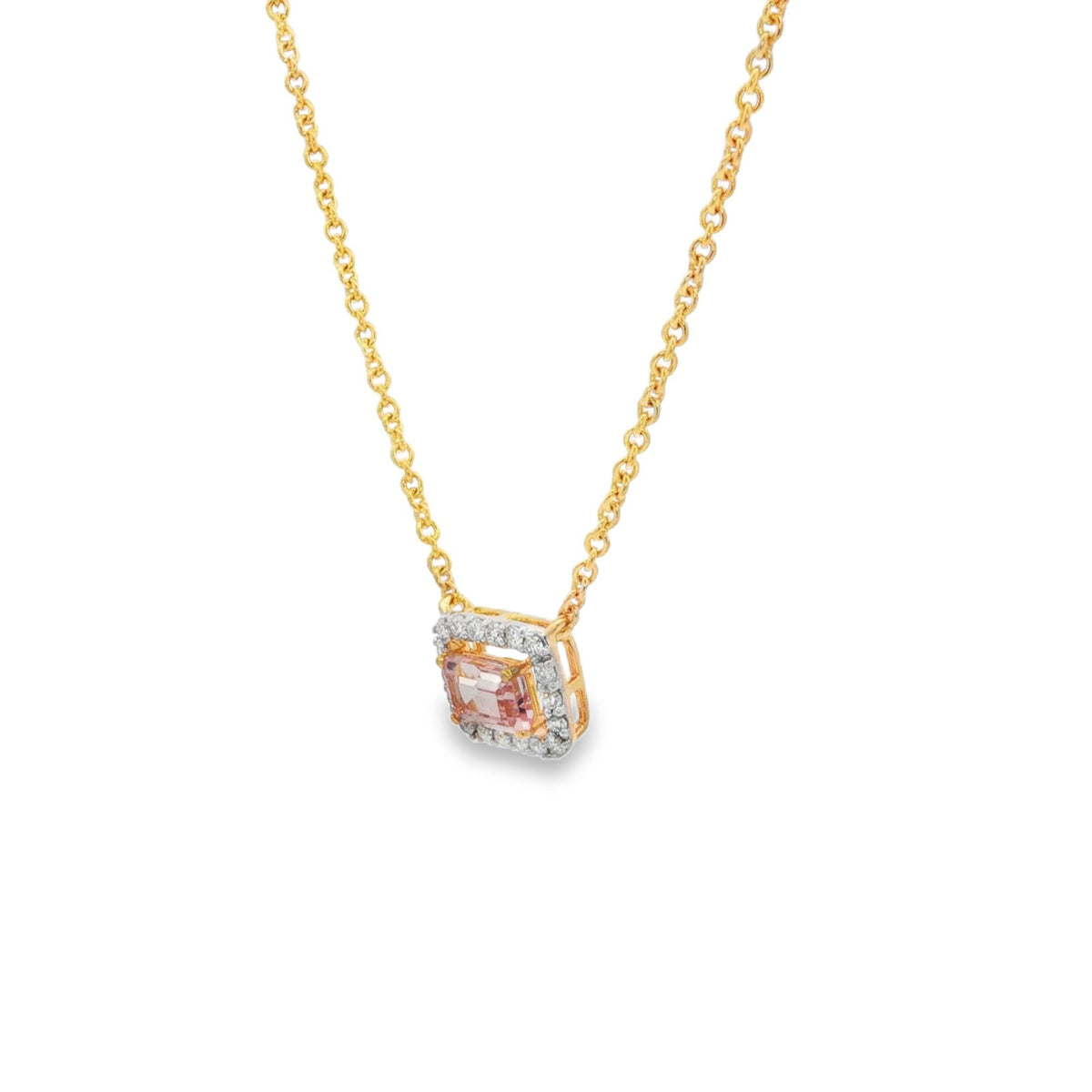 Jai's 14K Yellow Gold Octagon-cut Morganite & Diamond Necklace