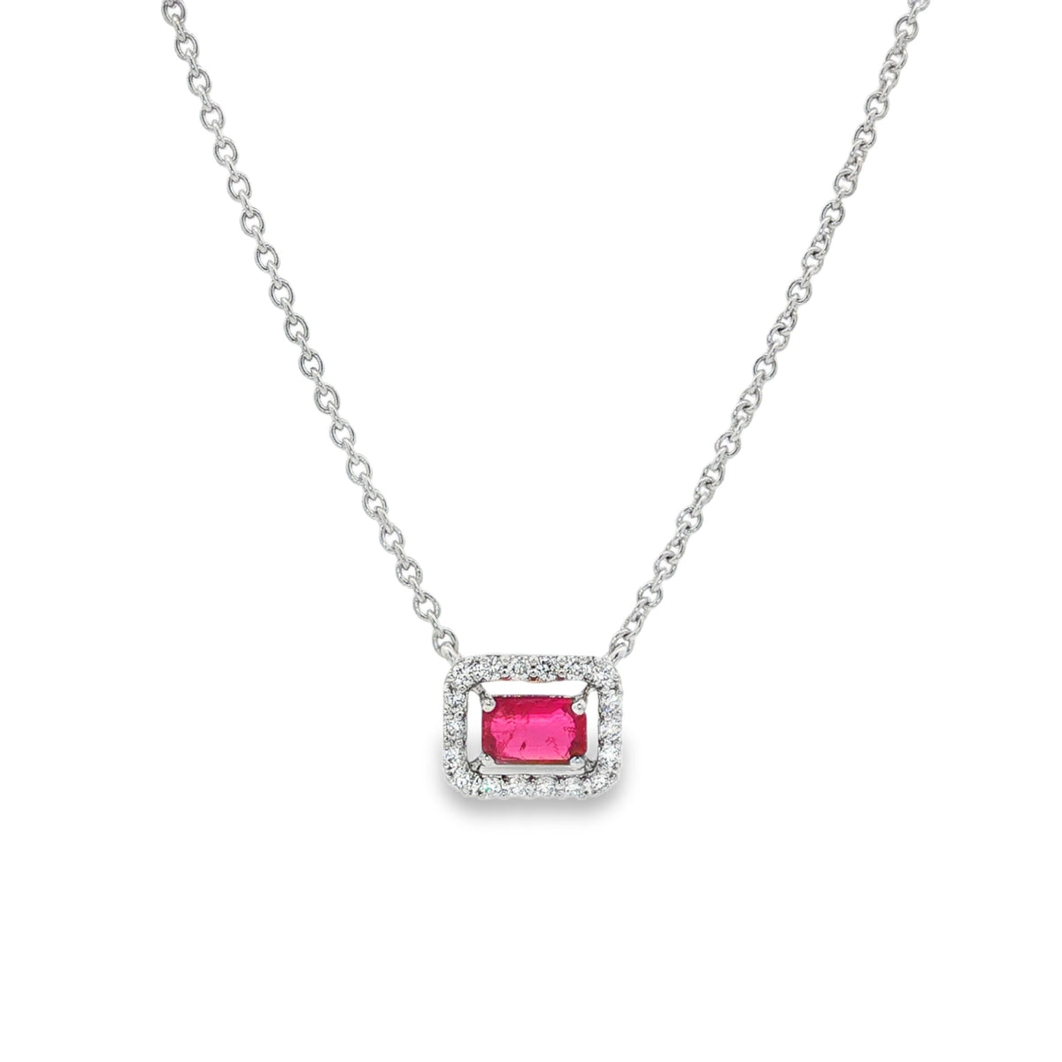 Jai's 14K White Gold Octagon-cut Ruby & Diamond Necklace