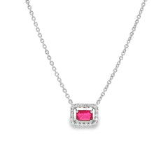 Jai's 14K White Gold Octagon-cut Ruby & Diamond Necklace