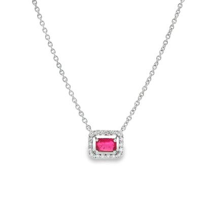 Jai's 14K White Gold Octagon-cut Ruby & Diamond Necklace