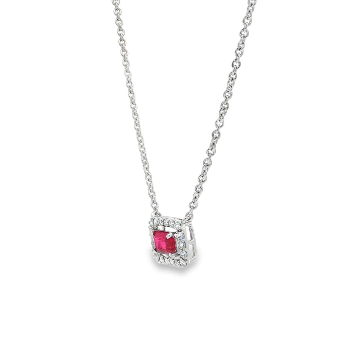 Jai's 14K White Gold Octagon-cut Ruby & Diamond Necklace